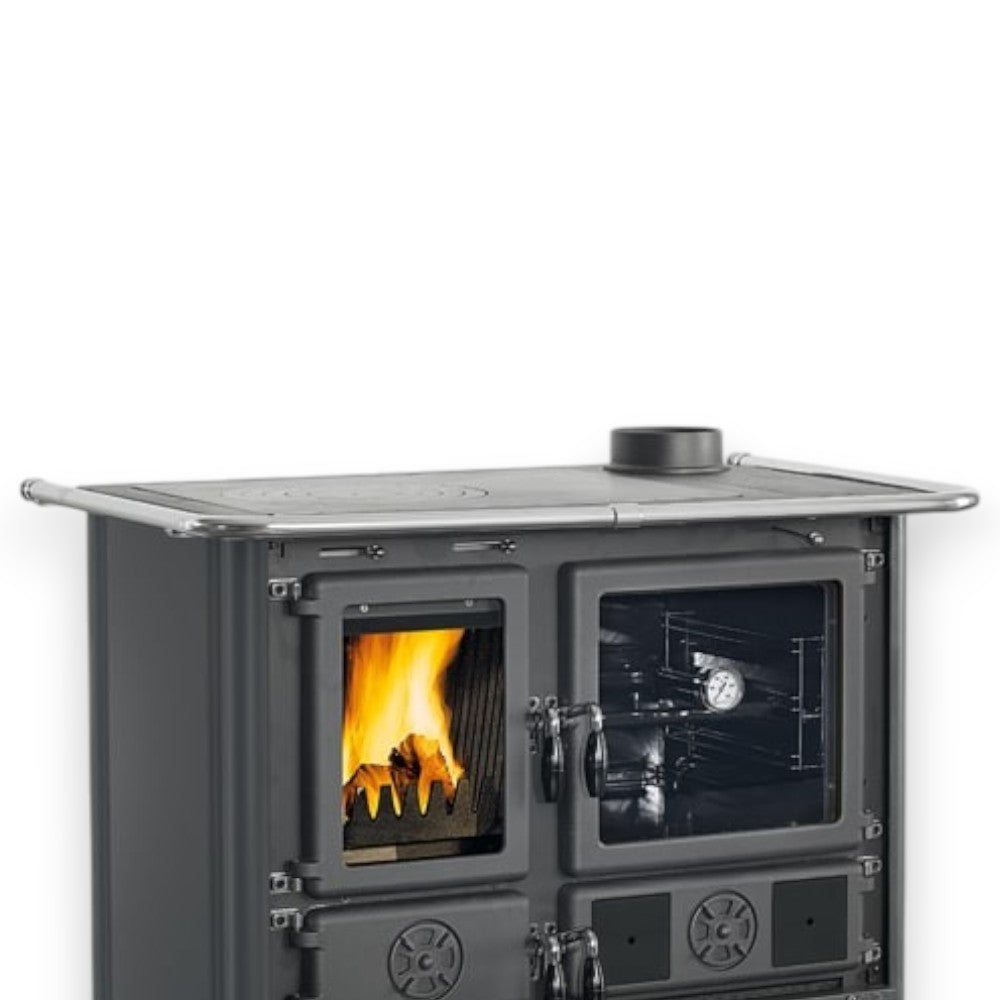 Cucina a legna in acciaio 8.8 Kw 103x65xH85 cm antracite 5.0 Steel Nordica