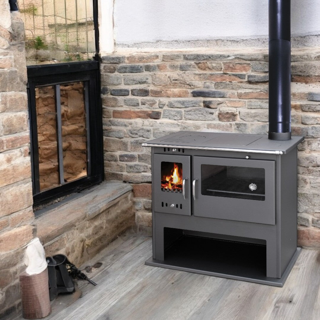 <transcy>Cuisine poêle à bois avec four anthracite 10,5 kw Folk Superior</transcy>
