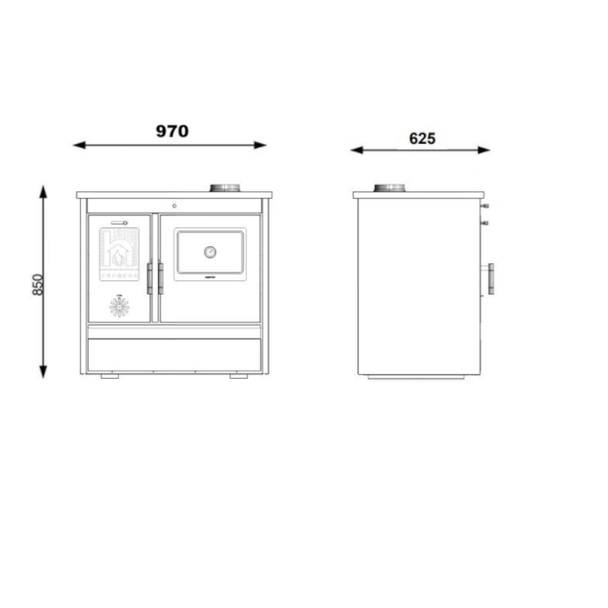 Cuisinière Cuisine chauffage au bois table de cuisson en fonte avec four Structure exclusive en acier inoxydable