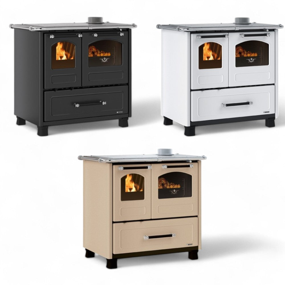 Cuisinière à bois familiale 7,5 Kw Blanc Modèle 4.5 - mesure 96,4x64,2x85,3h cm. - poids 125 kg