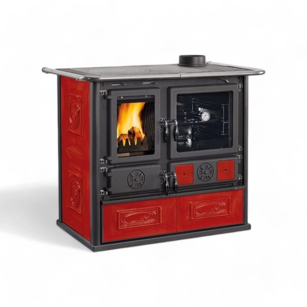 Cuisine Poêle à bois avec revêtement en faïence 6,5 kW Bordeaux Liberty Rose