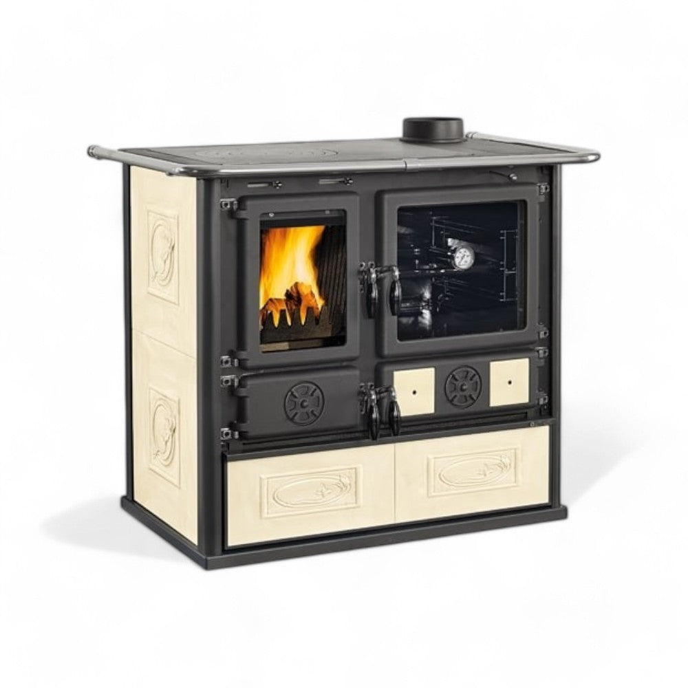 Cuisine Poêle à bois avec revêtement en faïence 6,5 kW Bordeaux Liberty Rose