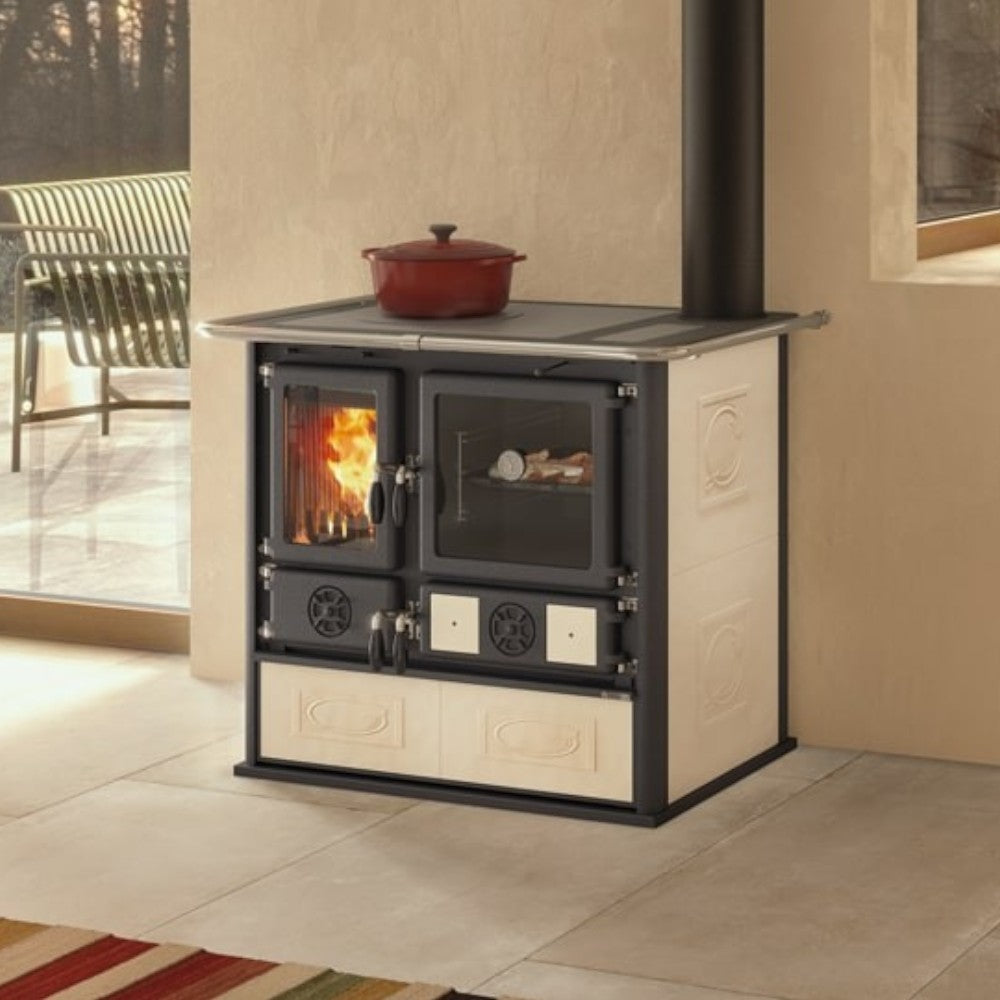 Cuisine Poêle à bois avec revêtement en faïence 6,5 kW Bordeaux Liberty Rose