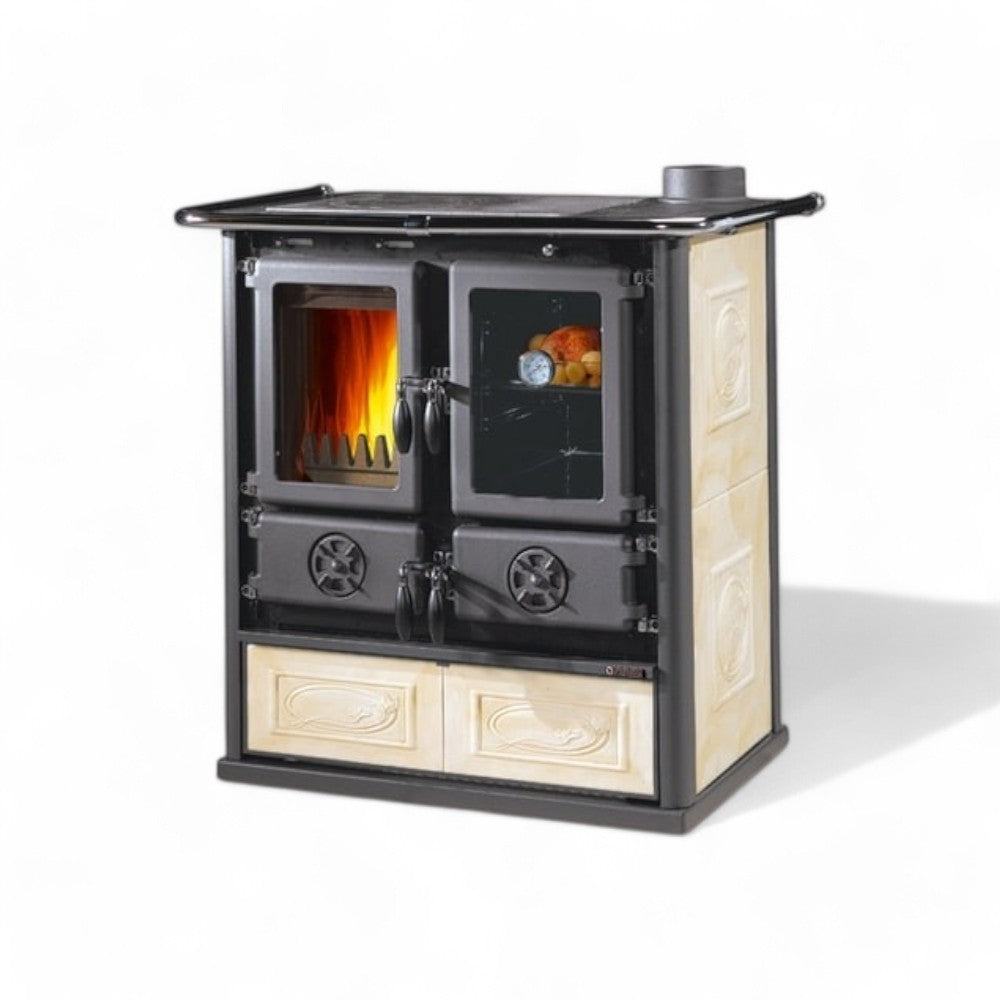 Cuisine au feu de bois Rosetta Bii 7,2 Kw Liberty Cream - mesure 88,5x57,2x84,3h cm. - poids 153 kg