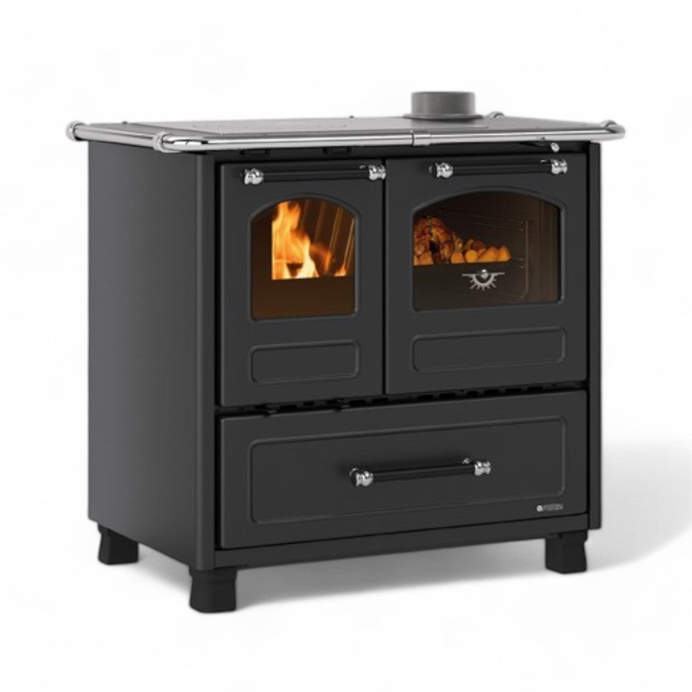 Cuisinière à bois familiale 7,5 Kw Blanc Modèle 4.5 - mesure 96,4x64,2x85,3h cm. - poids 125 kg