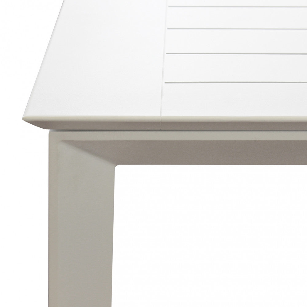 Table d'extérieur avec structure en aluminium blanc extensible jusqu'à 3 mètres avec plateau à lattes Agropoli