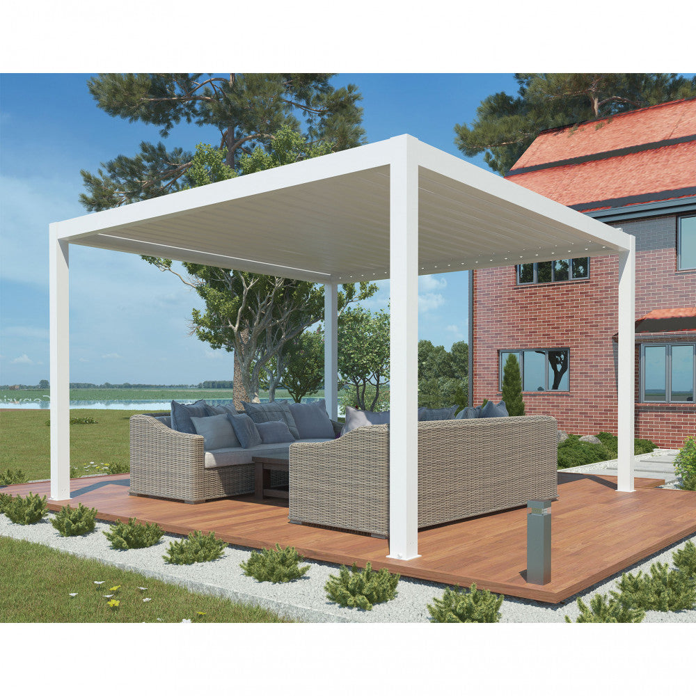Pergola bioclimatique motorisée automatique 4x4 m avec lumières LED Pacific
