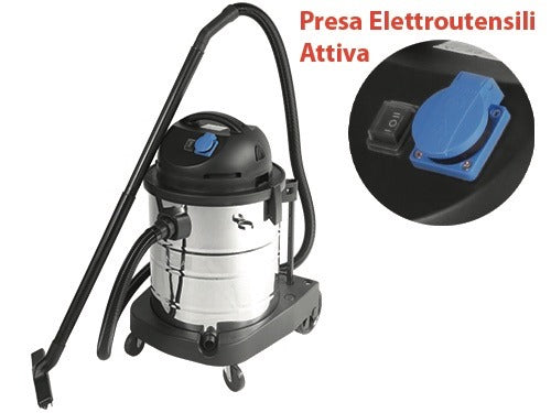 Poubelle d'aspirateur à cendres solides et liquides inox 50 litres Niklas Domo Rac