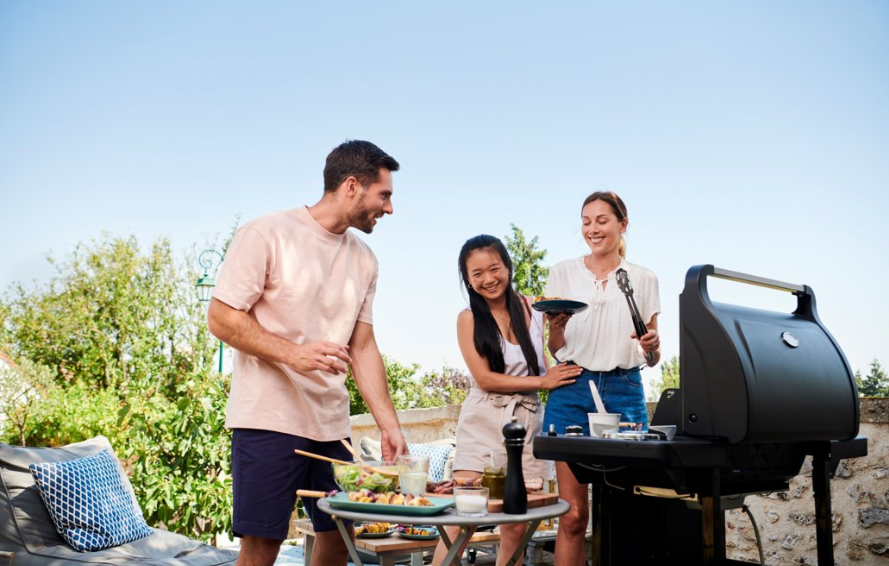 Barbecue à gaz avec 3 brûleurs en acier, brûleur latéral et couvercle avec thermomètre COMPACT 3LS