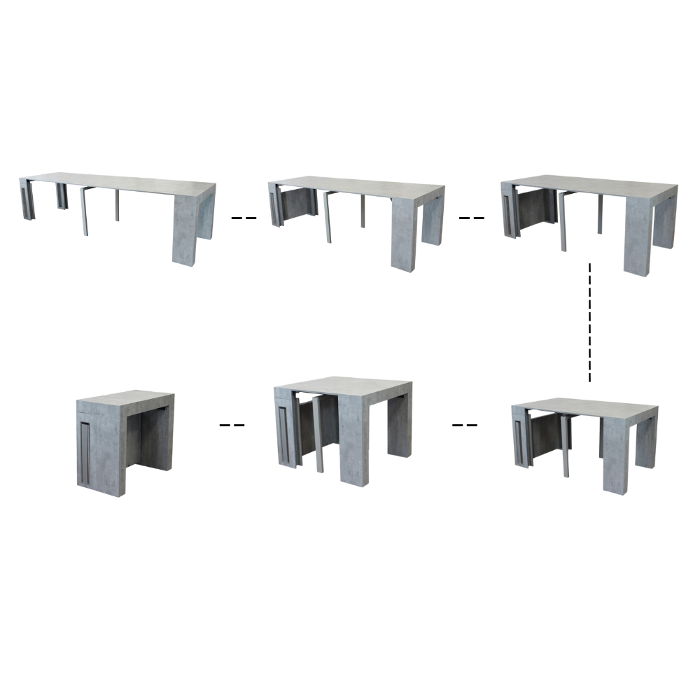 Tavolo consolle allungabile salvaspazio in mdf con struttura in metallo 90x45/300xH75 cm Napoca