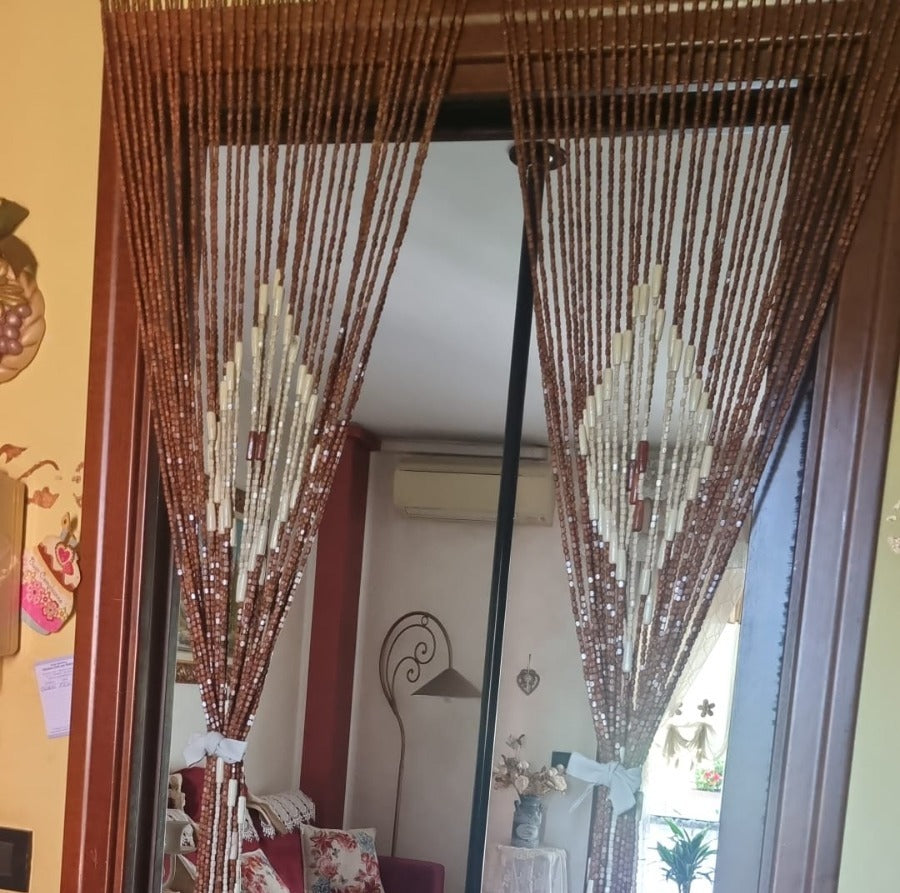 Tenda per porta in corallini di legno antimosche modello Etniche Africa