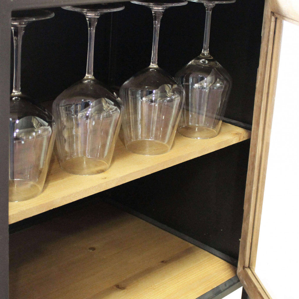 Vitrine de cave à vin pour bars et pubs en métal et bois avec support porte-bouteilles et support pour verres Industrial Line