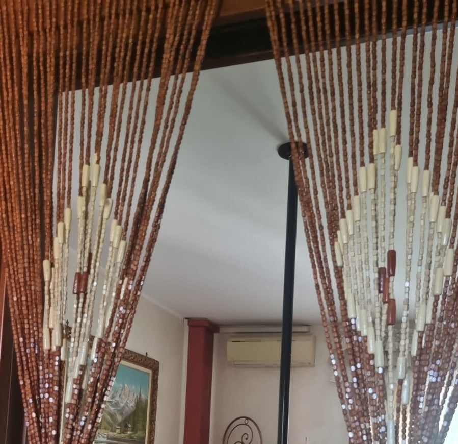 Tenda per porta in corallini di legno antimosche modello Etniche Africa