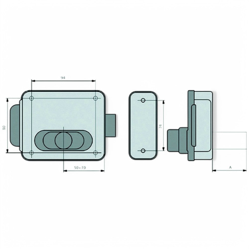 Serrure électrique réversible pour portails à trous variables multiples 5011 - mm.50-70 (5011/1Z)