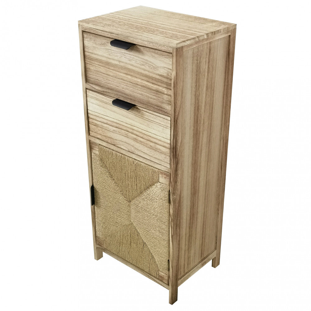 Mobiletto in legno con due cassetti e un'anta per soggiorno e camera
