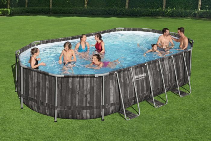 Piscine Ovale Effet Bois Power Steel 610x366x122 Bestway 5611R