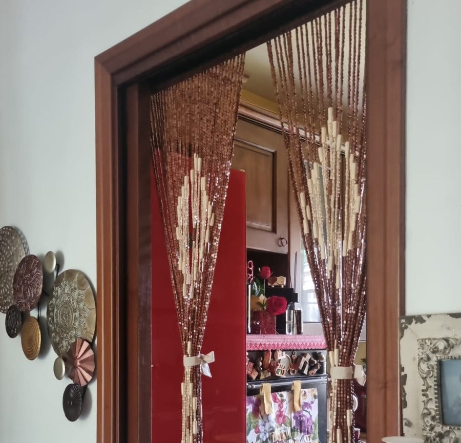 Tenda per porta in corallini di legno antimosche modello Etniche Africa