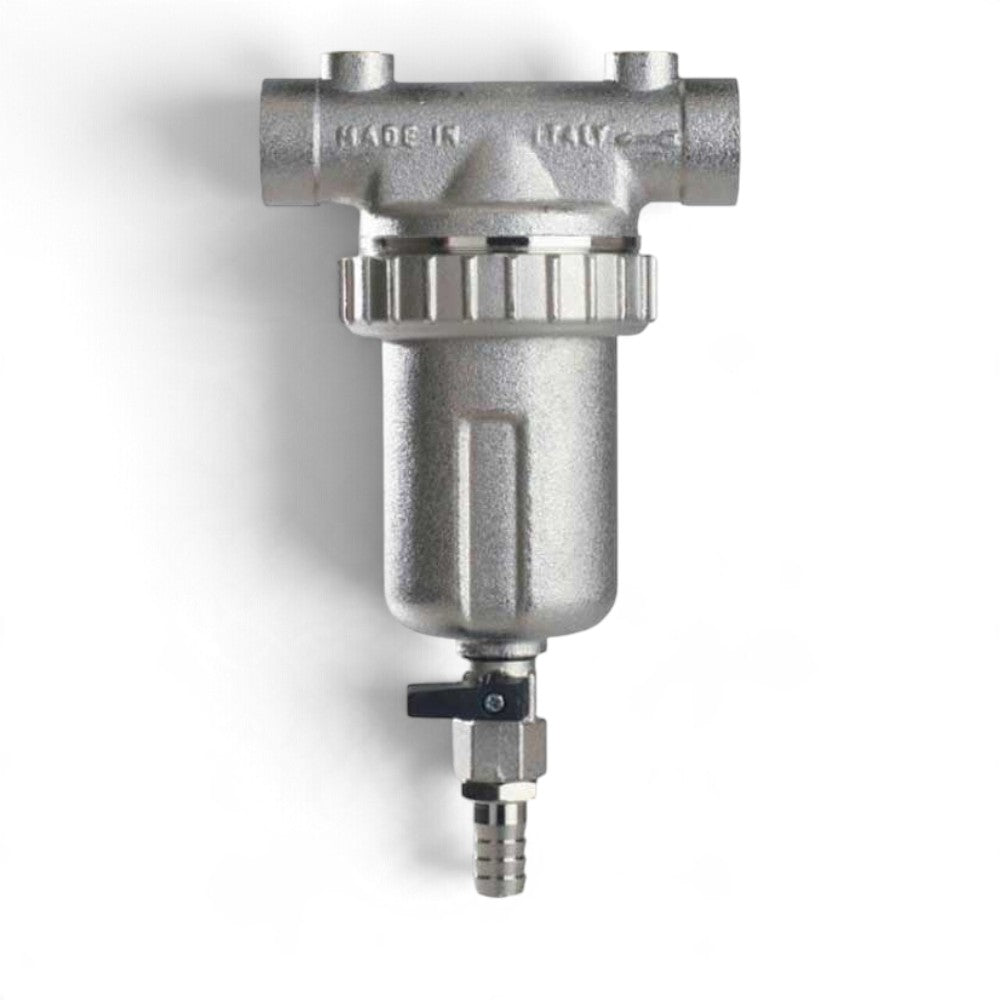 Filtro autopulente acqua 1 pollice con cartuccia filtrante 100 um e manometri integrati