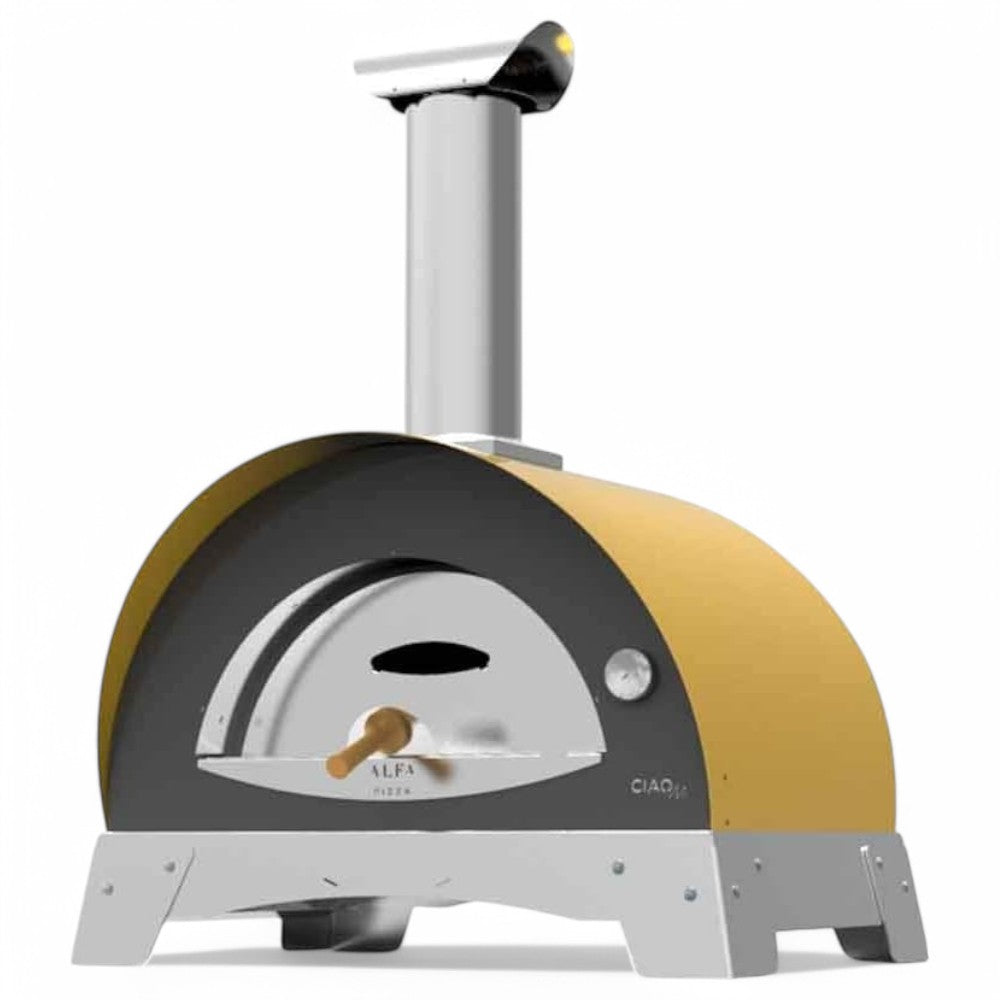 Forno a legna in acciaio inox da 2 pizze con piano refrattario e pirometro 91x70xH118 cm Ciao