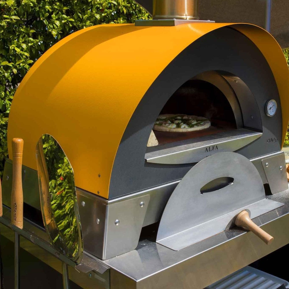 Forno a legna in acciaio inox da 2 pizze con piano refrattario e pirometro 91x70xH118 cm Ciao