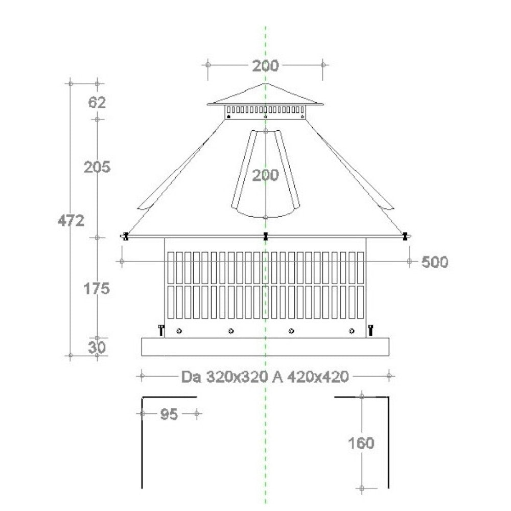 Fumaiolo elettrico in lamiera zincata da 32x32 cm a 42x42 cm