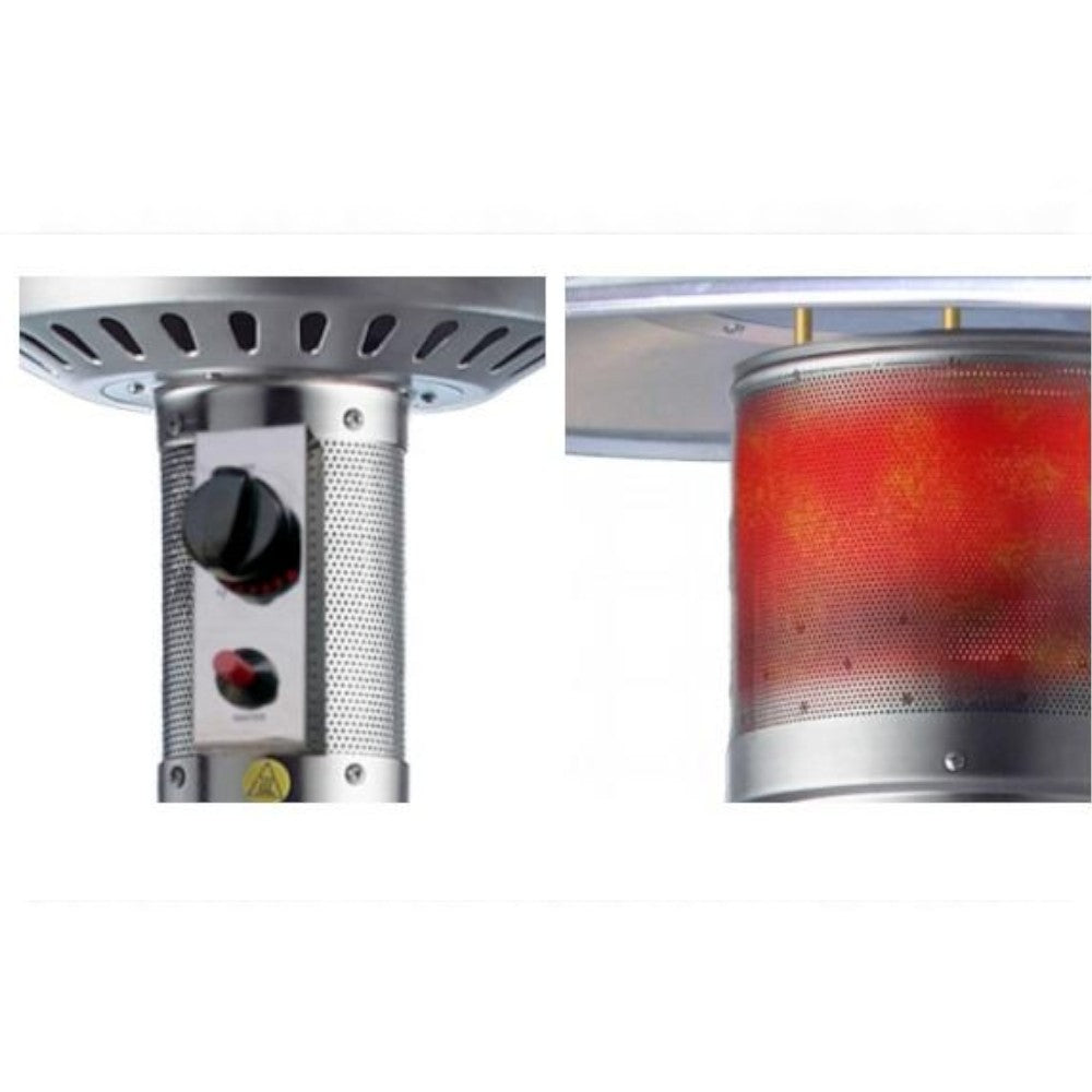 Poêle à gaz champignon Thermopatio pour usage extérieur en aluminium avec régulateur de gaz