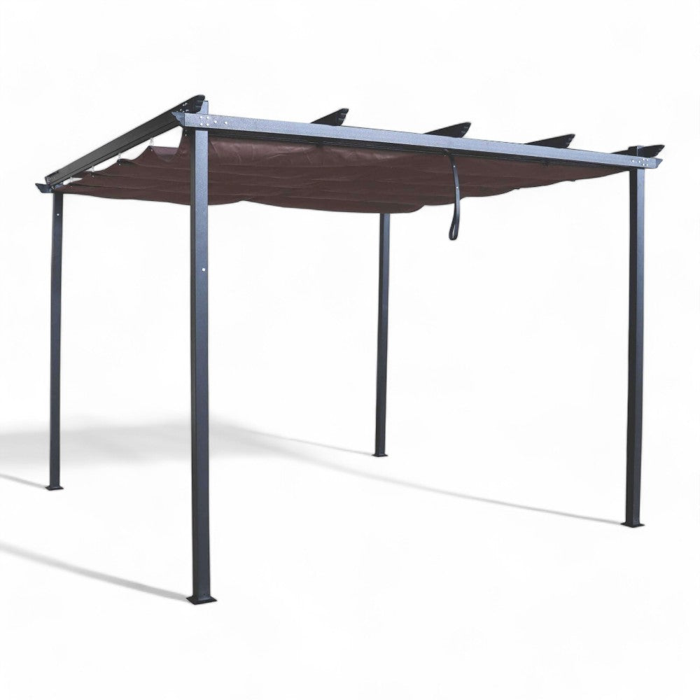 Tonnelle pergola en aluminium de 3x3 m avec toit à poulies Savannah.