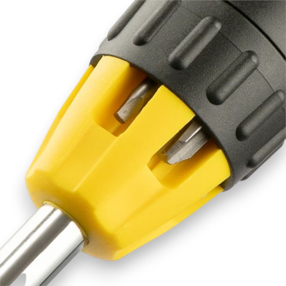Giravite magnetico a cricchetto con 10 inserti multifunzione impugnatura ergonomica tri-lobare sistema di alloggiamento brevettato