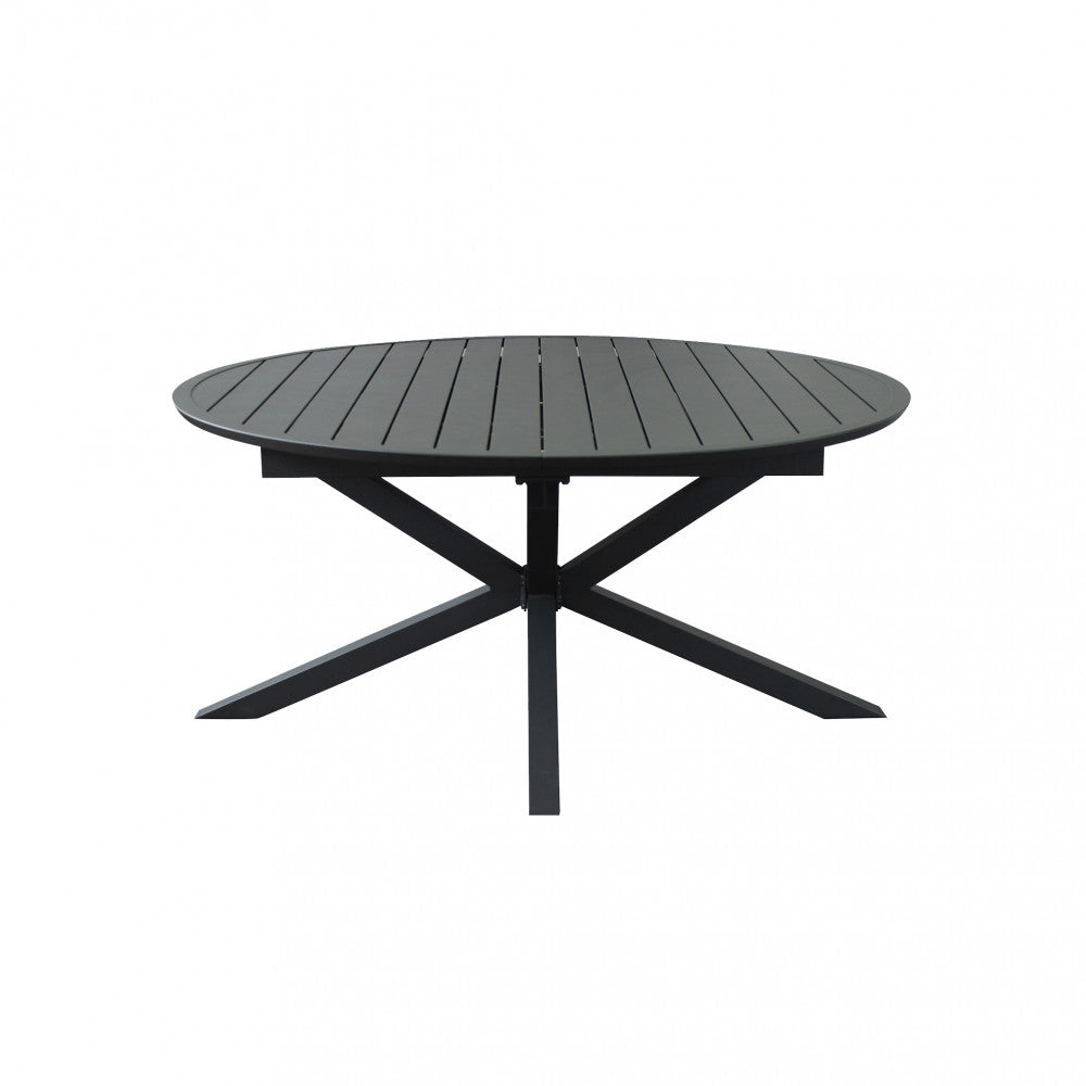 Tavolo in alluminio rotondo allungabile antracite con diametro 150x150xH75 cm Camet