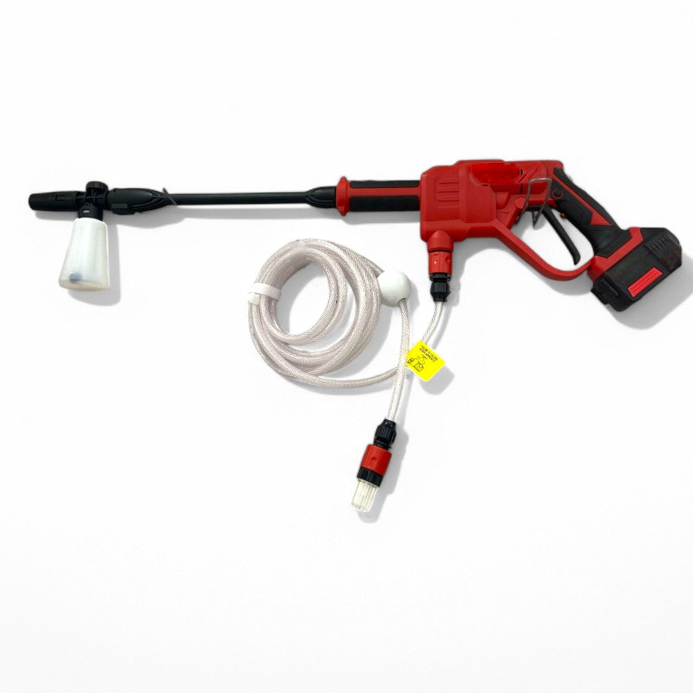 Idropulitrice a batteria 18V getto 2 mt. con lancia lunga e corta tubo flessibile contenitore schiuma 250 ml