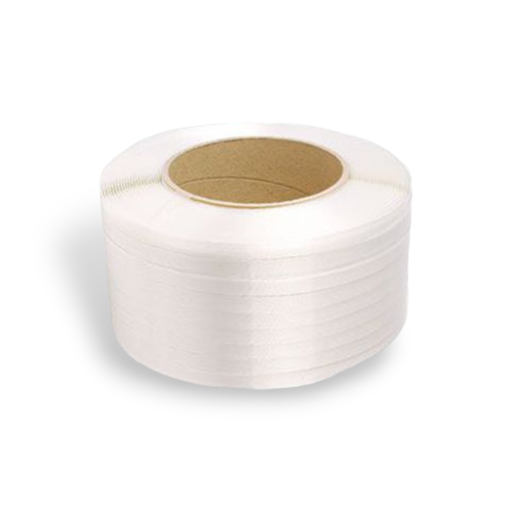 Sangle blanche, bobine polypropylène, rouleau de 25 mètres RO-MA