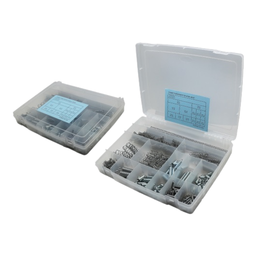 Coffret avec séparateur à ressorts de tension et de compression, jeu de 432 pièces