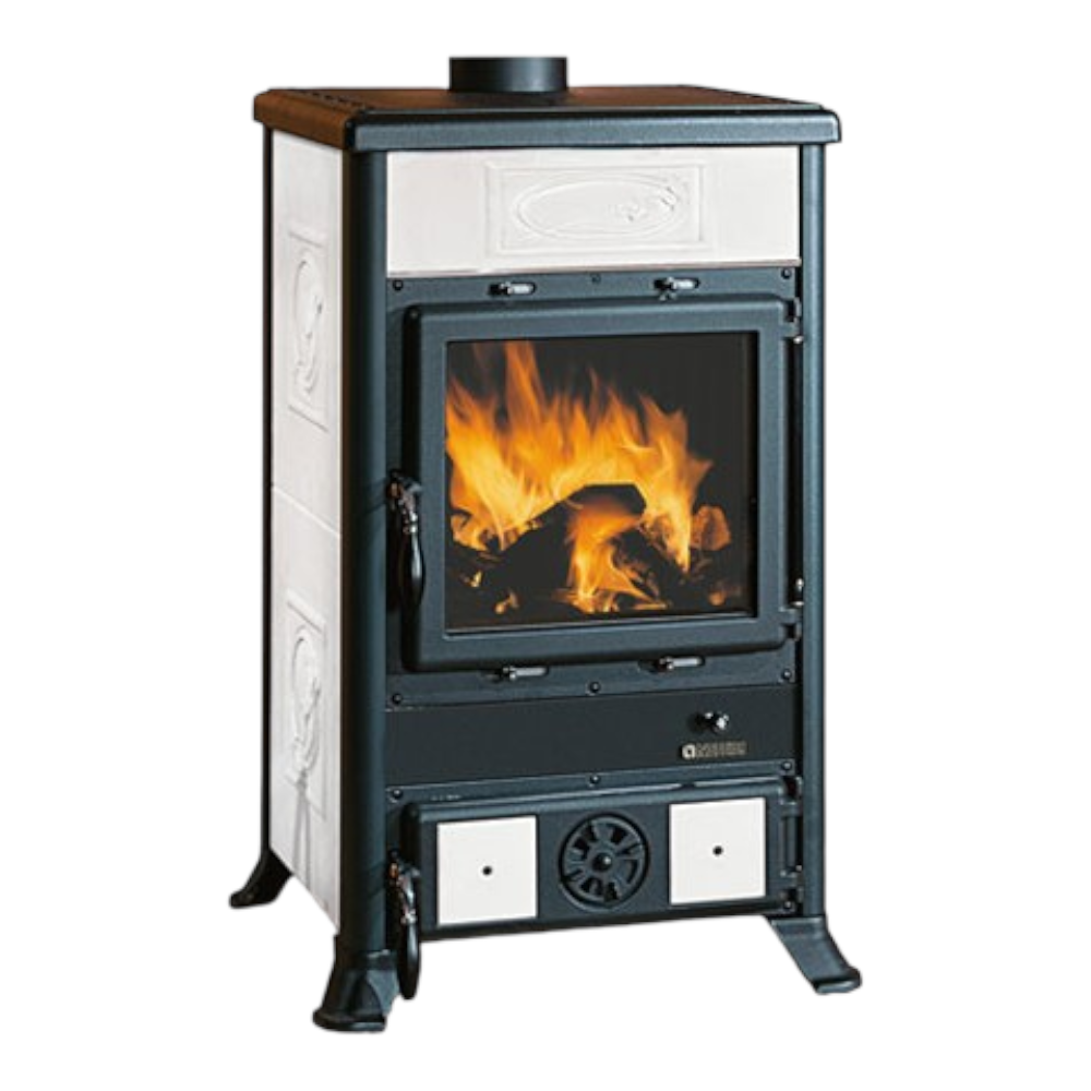 Poêle à bois avec revêtement en majolique 8,8 kW Rossella R1 Liberty Nordica Extraflame 