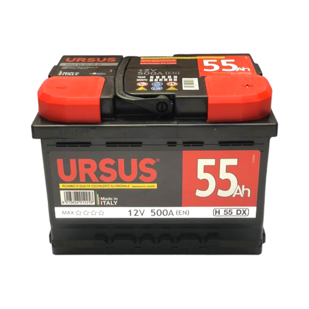 Batterie de voiture URSUS 12V 55ah prête à l'emploi