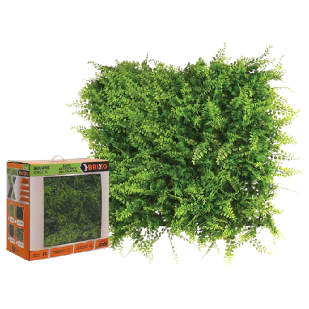 Haie d'ombrage de jardin en panneaux de 50x50 cm avec feuilles de fougère, paquet de 12 pièces