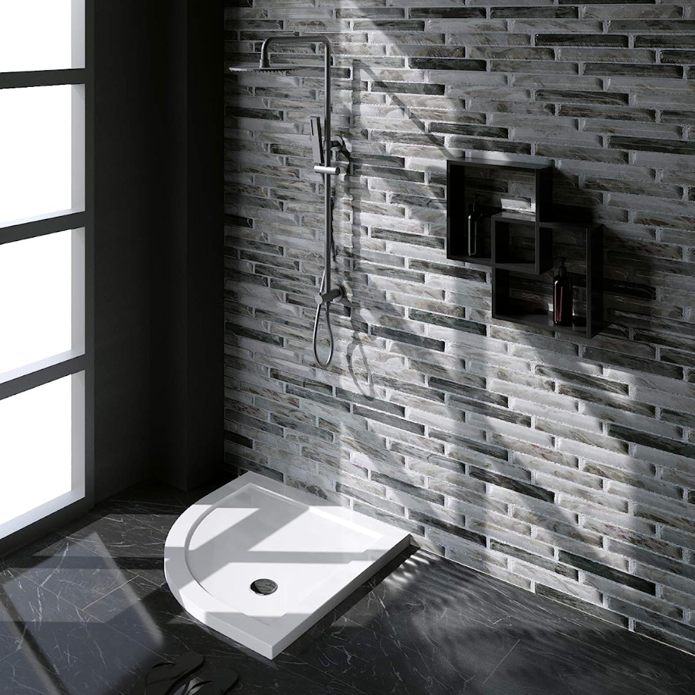 Receveur de douche d'angle semi-circulaire ultra résistant pour cabine de douche Giglio 80x80 cm Brixo