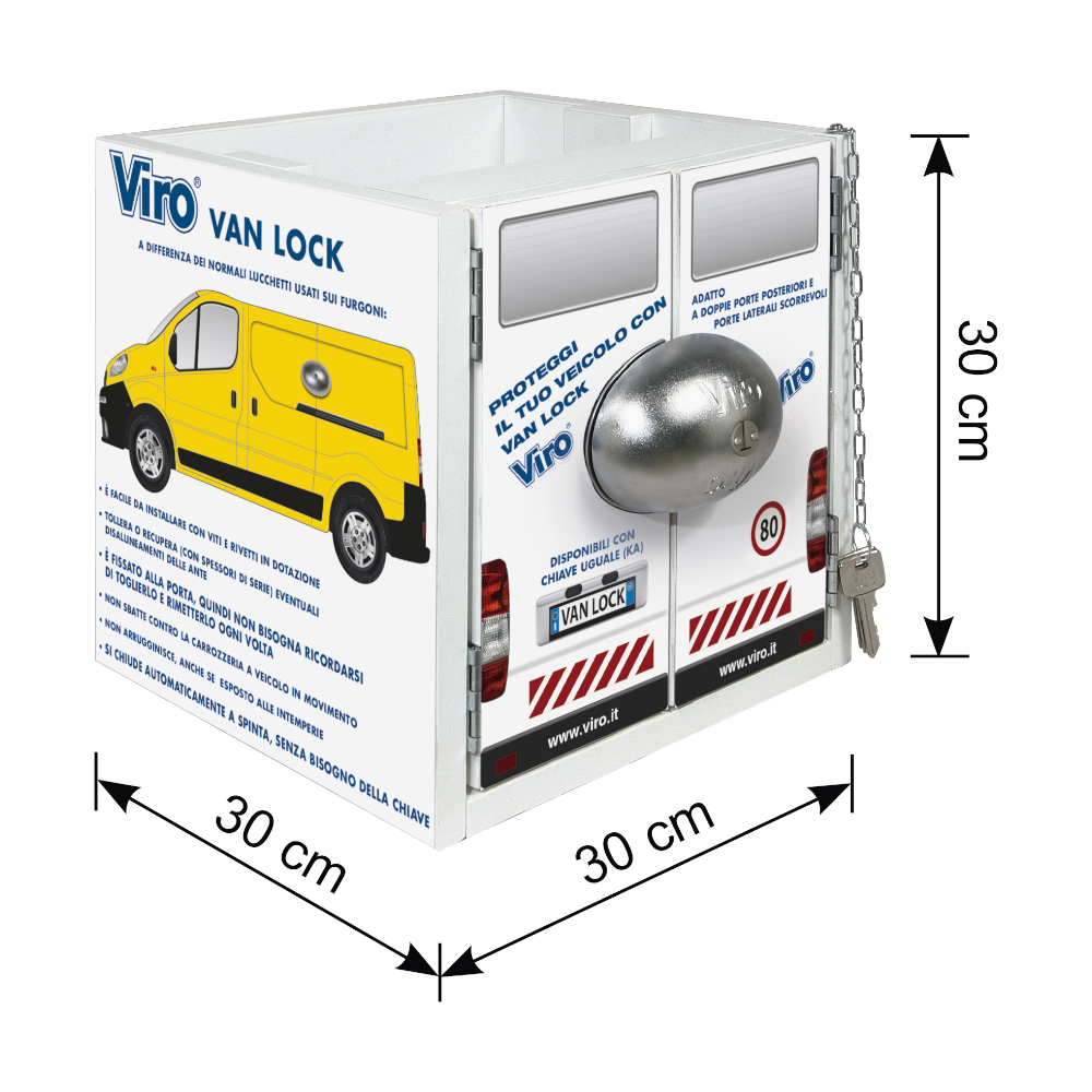 Cadenas anti-effraction pour camions et camionnettes en acier et serrure à pression VIRO VAN LOCK avec levier à crochet