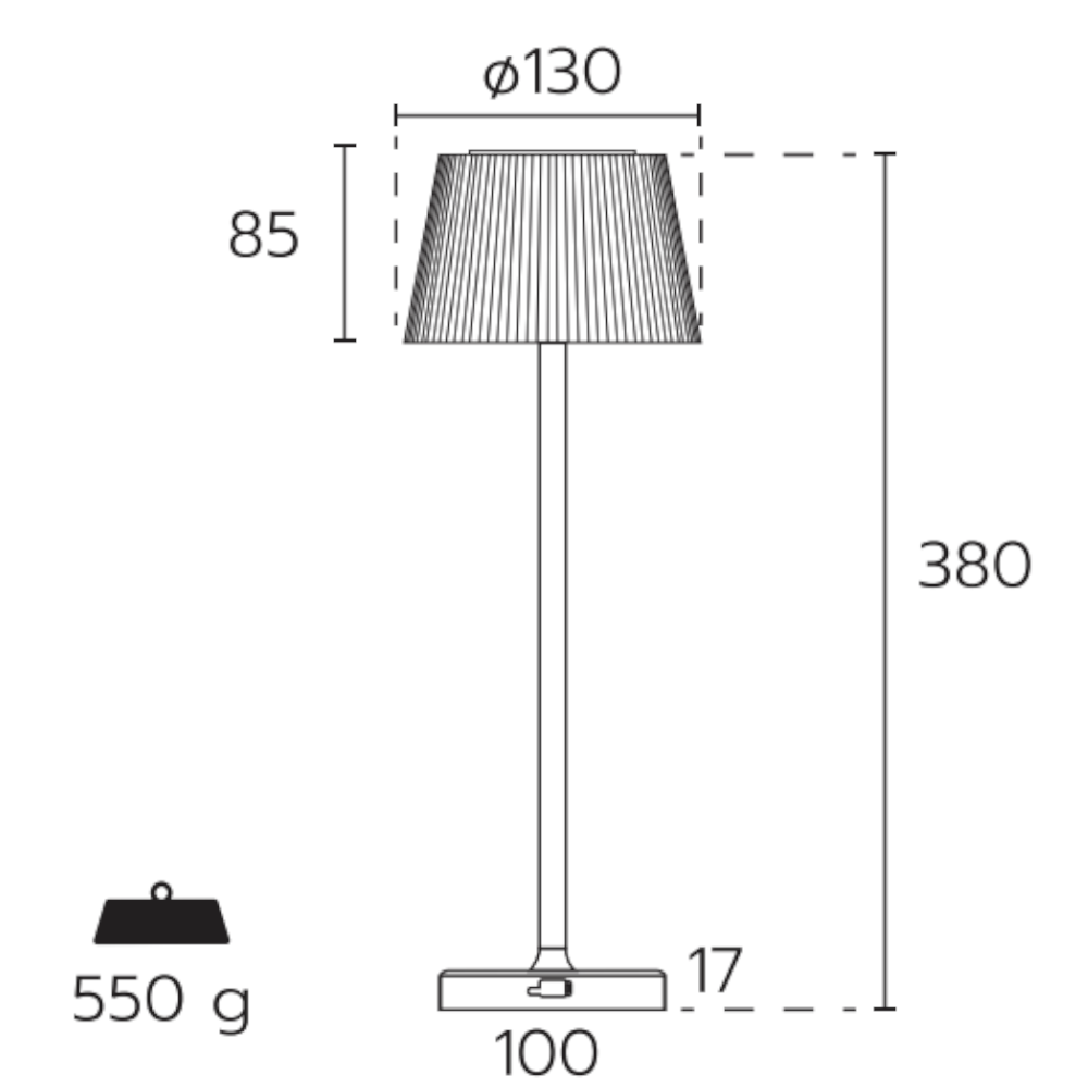 Lampe de table tactile LED rechargeable Margò avec réglage de la luminosité 