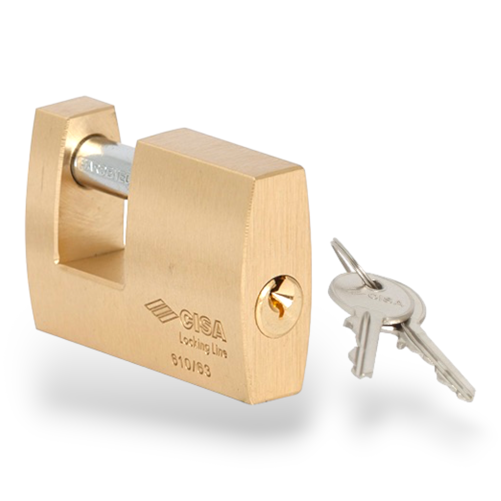 Cadenas monobloc en laiton dépoli avec anse en acier CISA LOCKINGLINE 21610