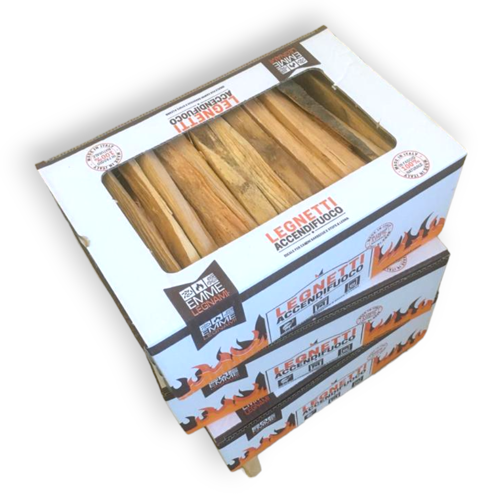 Bâtons secs 25 cm allume-feu certifiés fabriqués en Italie A1 Plus en boîte