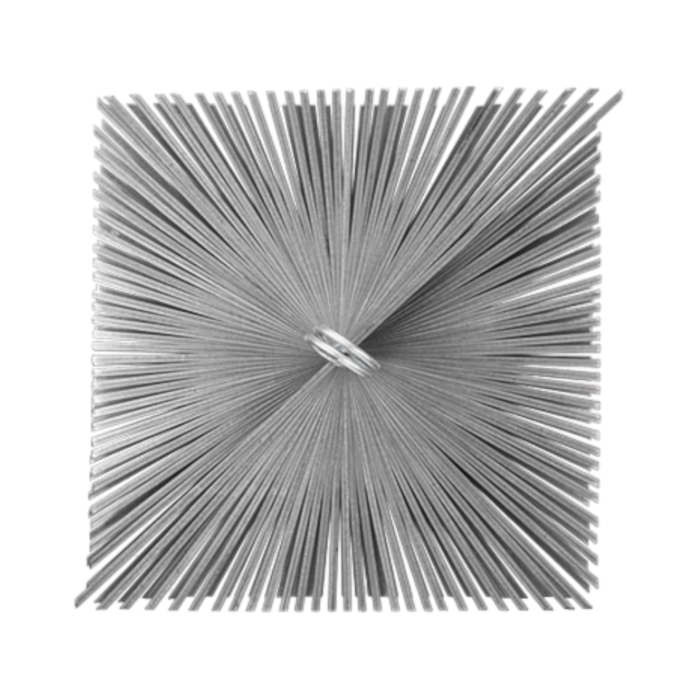 Brosse de ramonage carrée en acier au carbone, brosse à conduit avec anneau