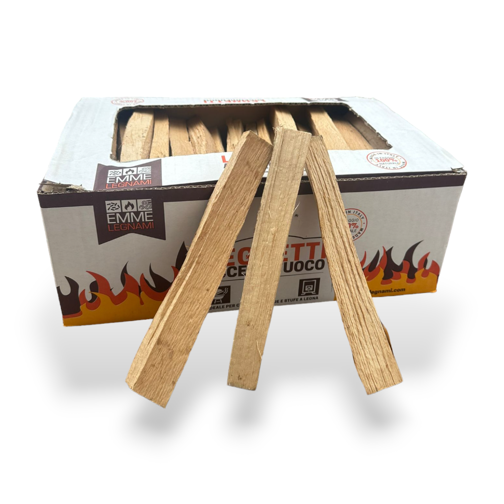 Bâtons secs 25 cm allume-feu certifiés fabriqués en Italie A1 Plus en boîte