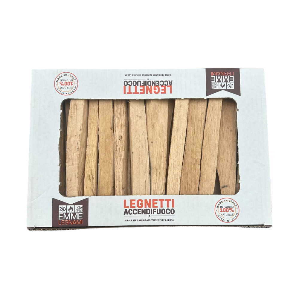 Bâtons secs 25 cm allume-feu certifiés fabriqués en Italie A1 Plus en boîte