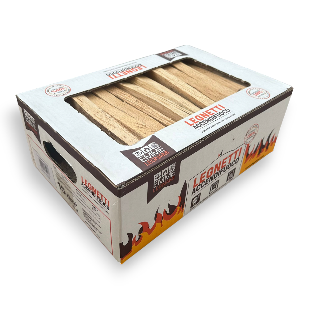 Bâtons secs 25 cm allume-feu certifiés fabriqués en Italie A1 Plus en boîte