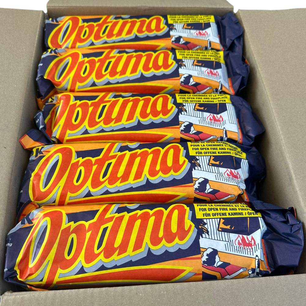 Bûches bûches avec boîtier allume-feu pour cheminées, poêles à bois, paquet de 10 pièces Optima