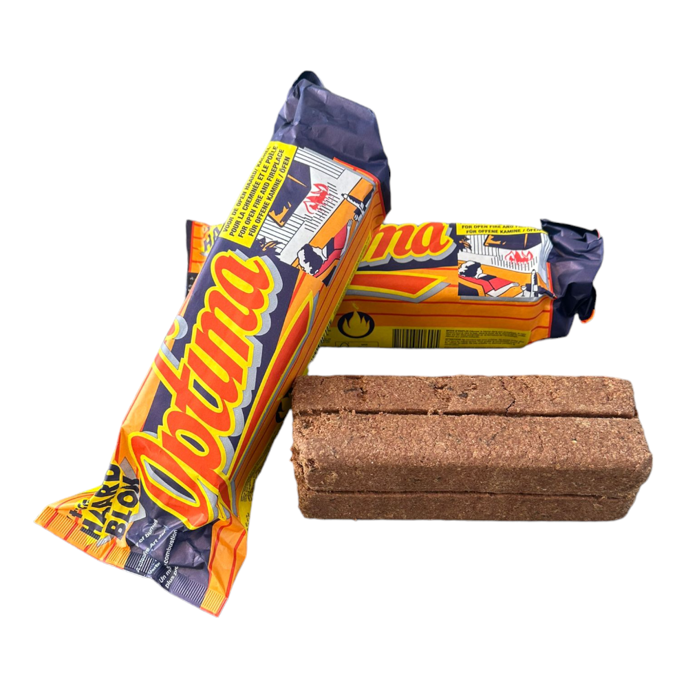 Bûches bûches avec boîtier allume-feu pour cheminées, poêles à bois, paquet de 10 pièces Optima