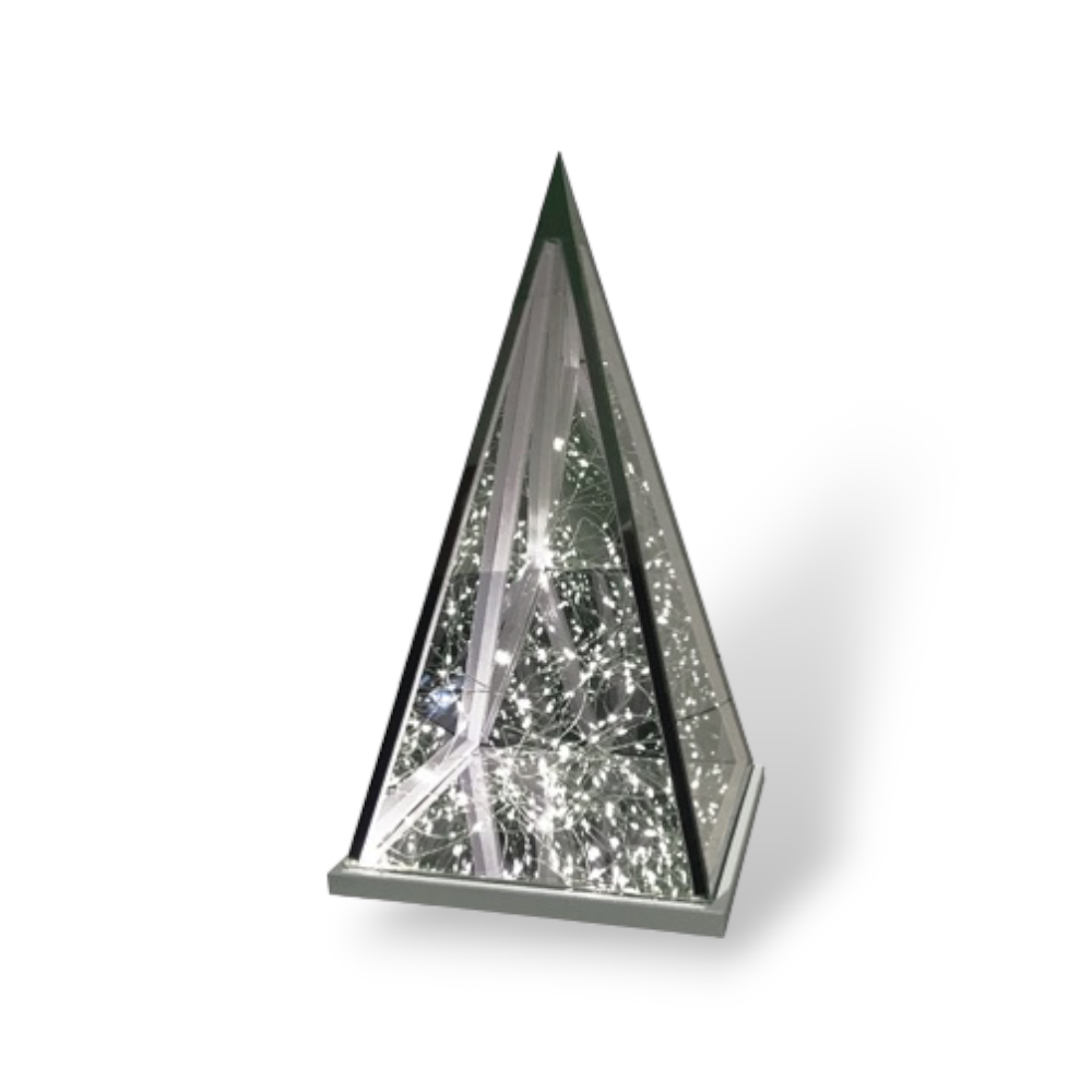 Décoration de Noël pyramidale 3D pour intérieur avec lumières LED blanc chaud à piles