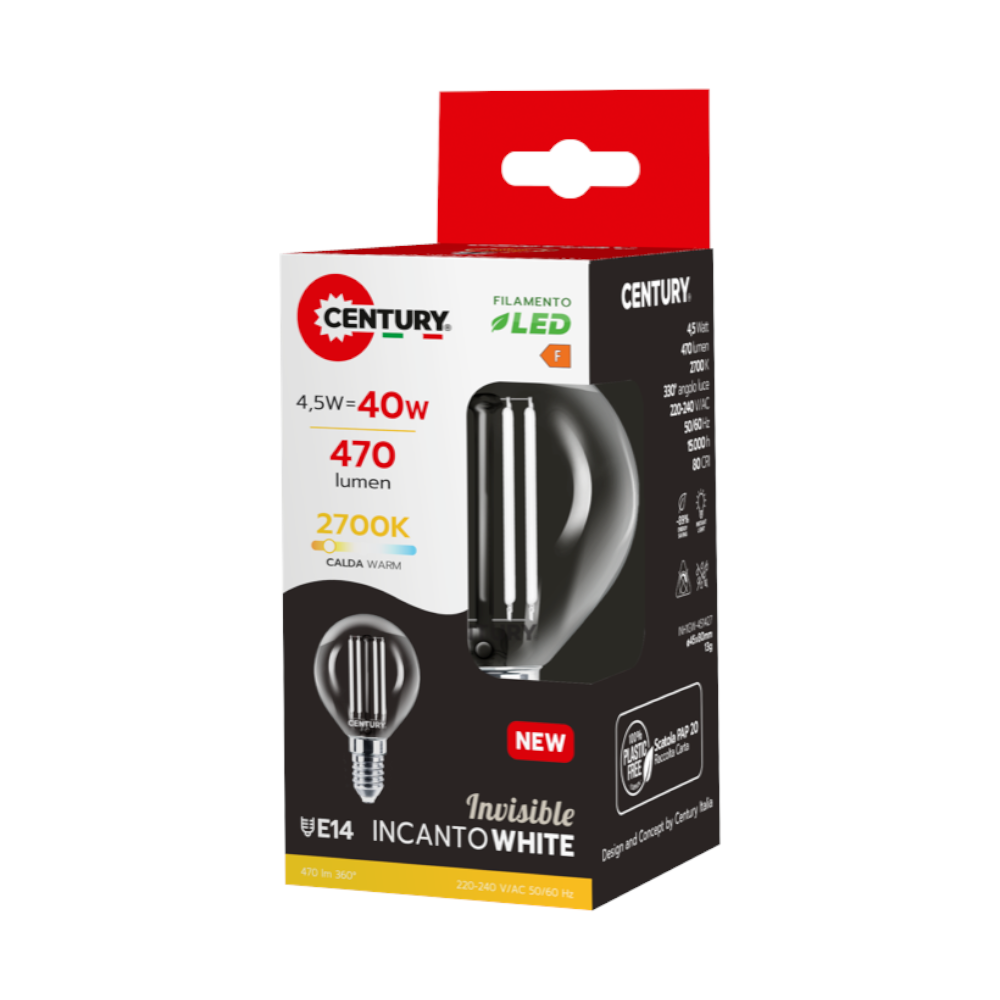 Ampoule LED à lumière chaude 470 lumens Mini Globo Century