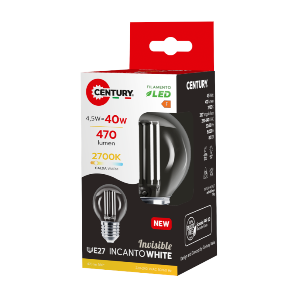 Ampoule LED à lumière chaude 470 lumens Mini Globo Century