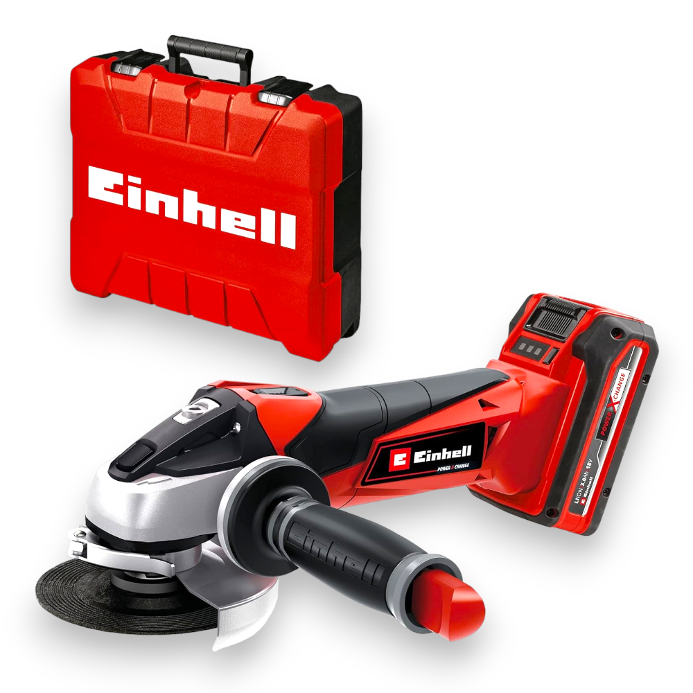 Meuleuse professionnelle sur batterie avec démarrage progressif et mallette Einhell TE-AG 18/115 LI Kit 